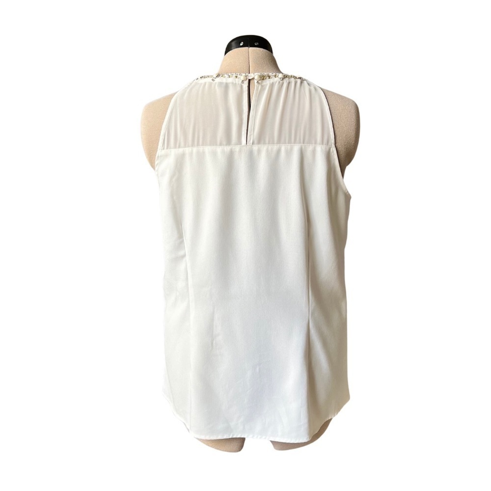 Ann Taylor [Size 14] Sheer Cream Sleeveless Top with Rhinestones - Picture 7 of 11